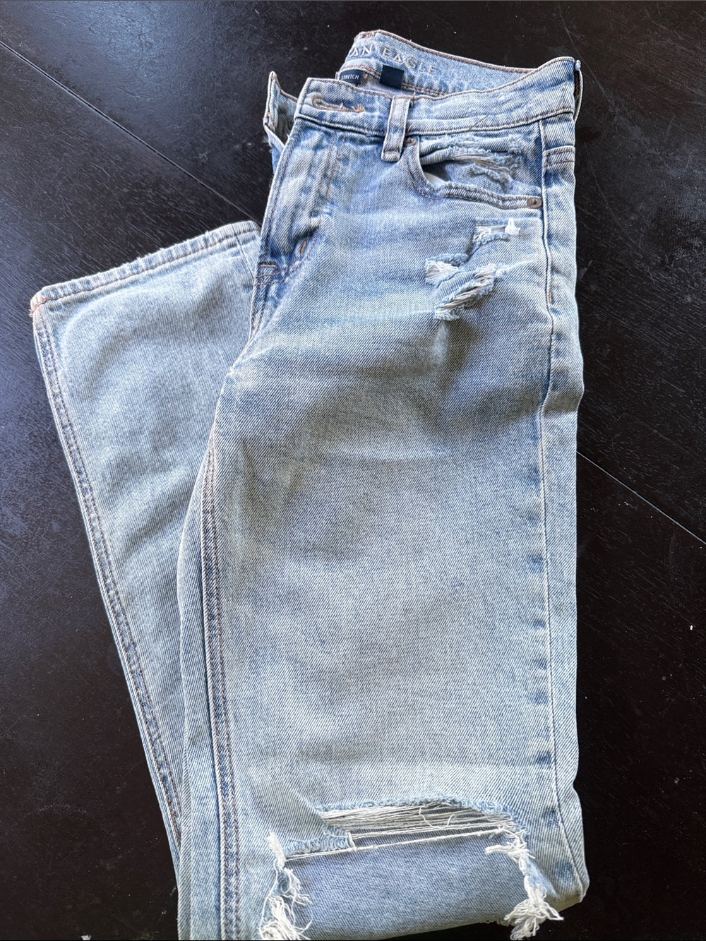 American Eagle Outfitters Light Blue Ripped Straight Leg Jeans